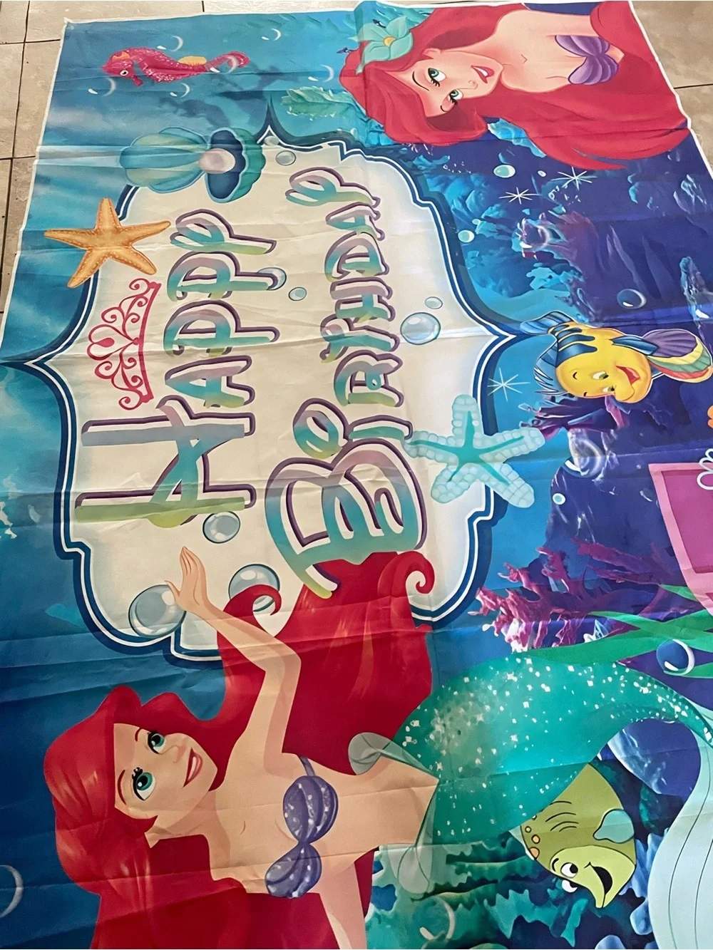 Ariel little mermaid Purple Birthday Party Backdrops